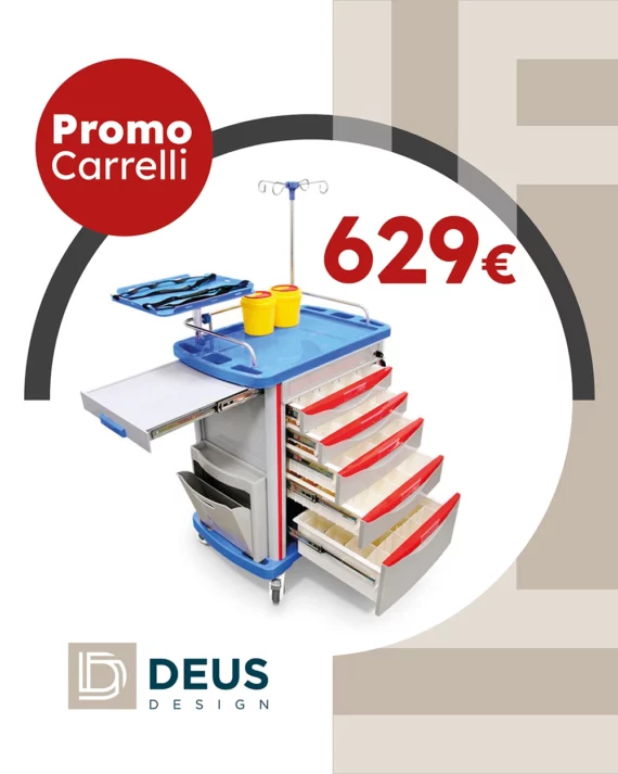 Carrelli professionali Deus Design in promozione per ambienti sanitari